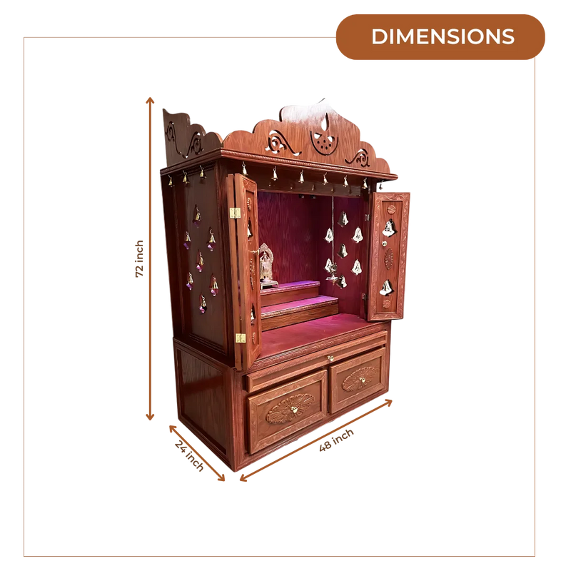 Brahmajyoti Teak Wood Mandap (Mahogany) dimensions 