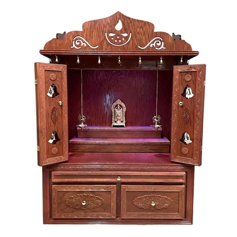 Brahmajyoti Teak Wood Mandap Mahogany with Door