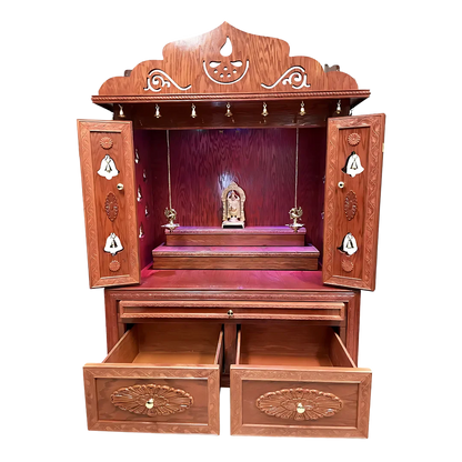 Brahmajyoti Teak Wood Mandap (Mahogany) open drawer front view