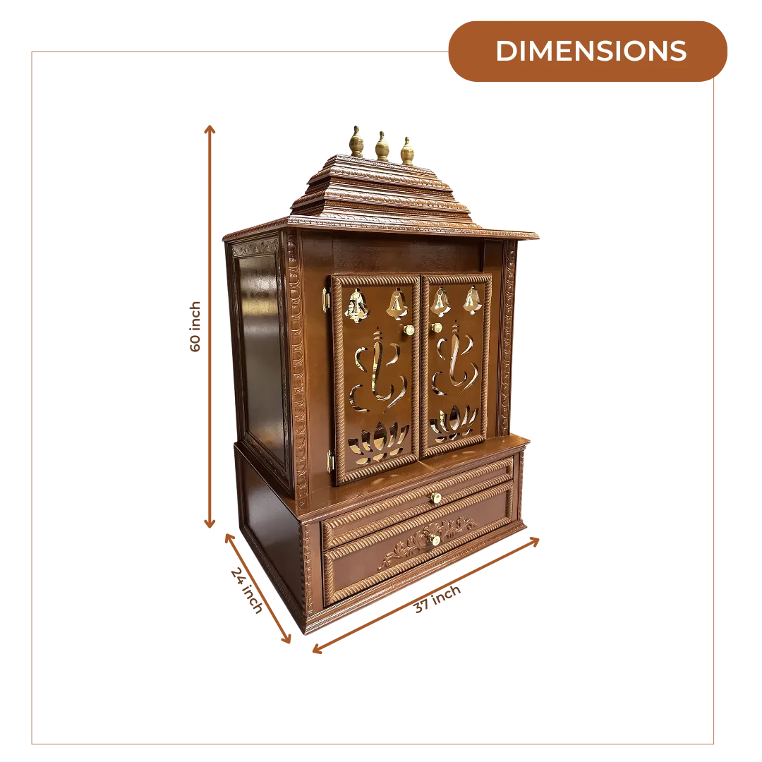 Brahmjyot Teak Wood Mandap (Brown) dimensions