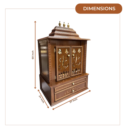 Brahmjyot Teak Wood Mandap (Brown) dimensions