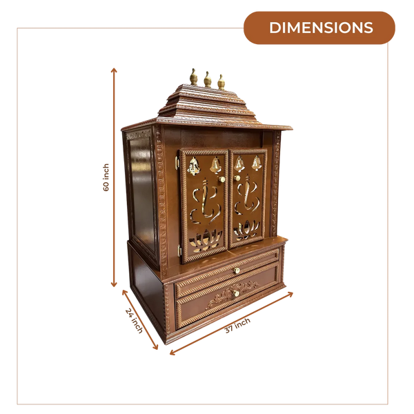 Brahmjyot Teak Wood Mandap (Brown) dimensions