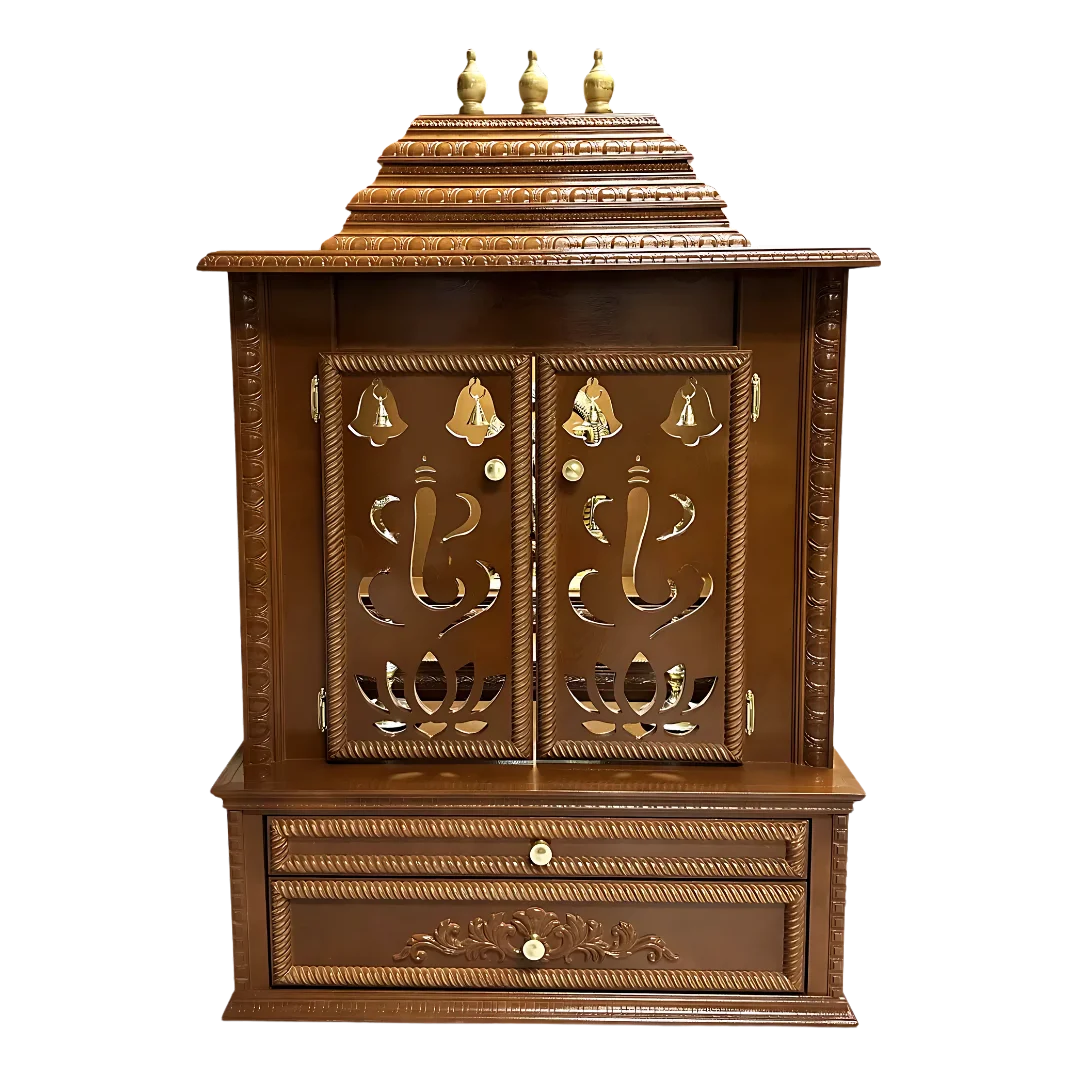 Brahmjyot Teak Wood Mandap Brown with Door