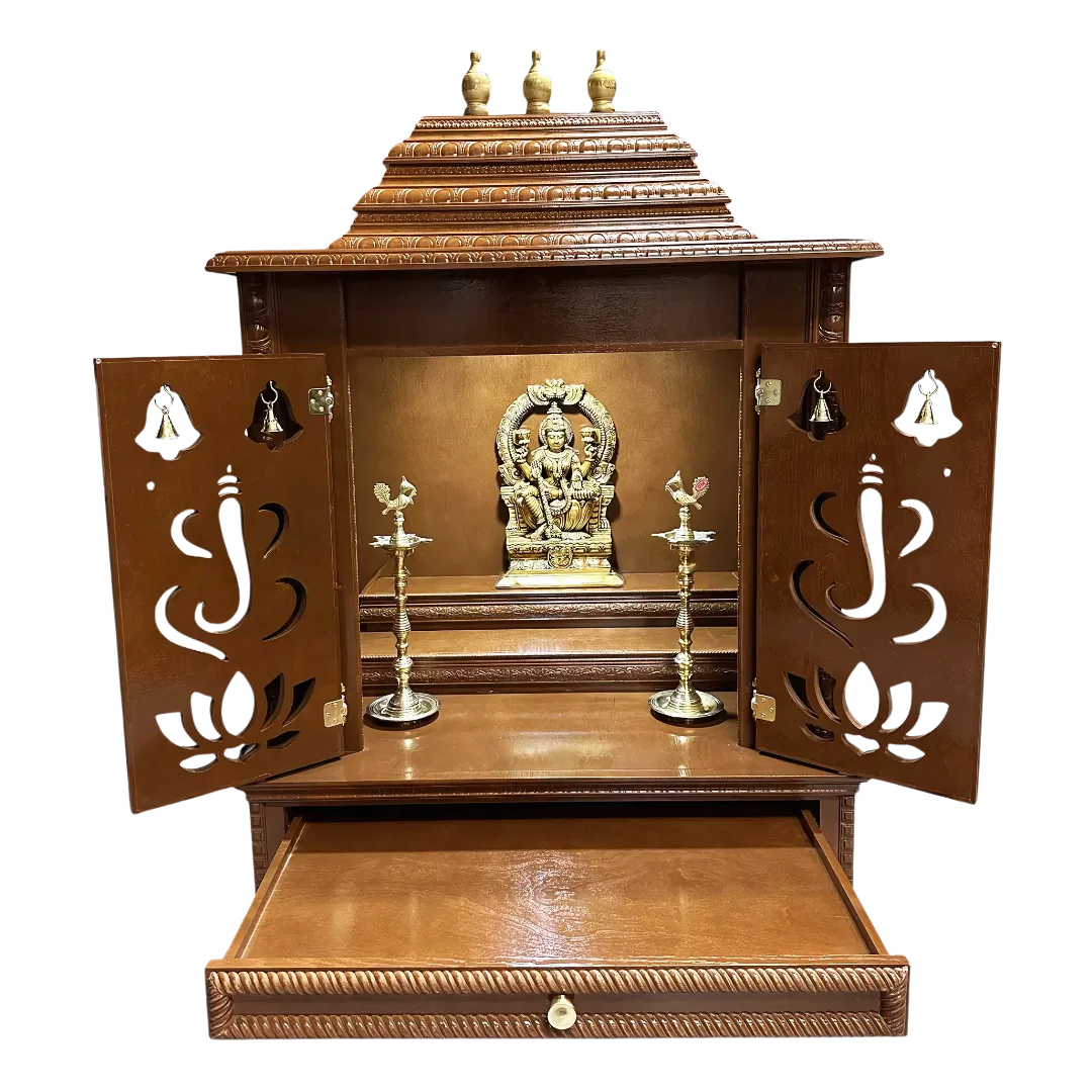 Brahmjyot Teak Wood Mandap (Brown) open door view