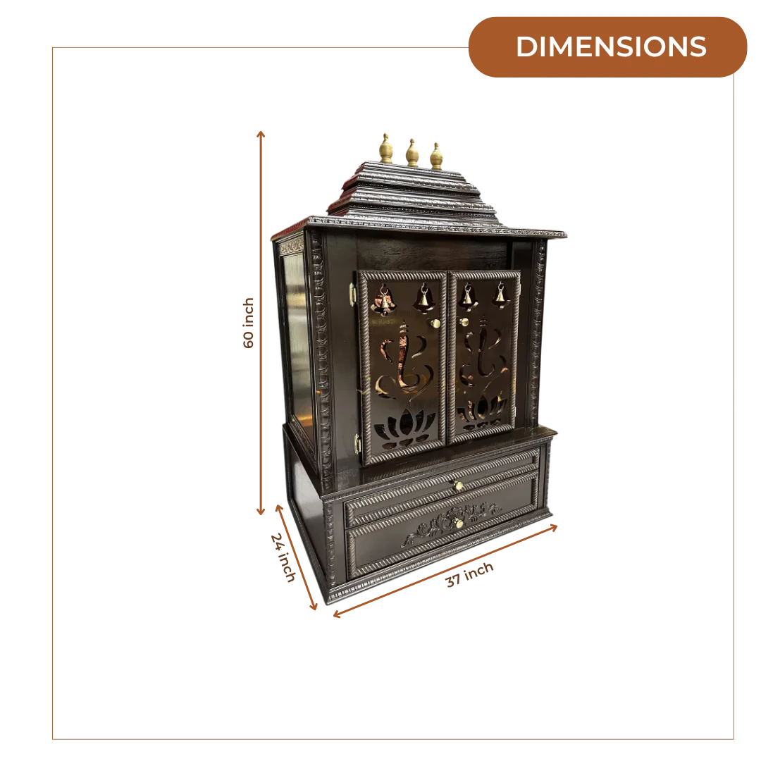 Brahmjyot Teak Wood Mandap (Dark Brown) dimensions