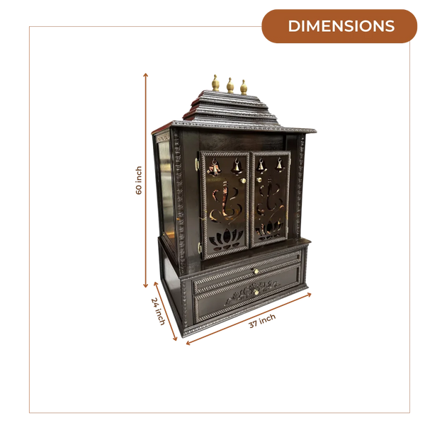 Brahmjyot Teak Wood Mandap (Dark Brown) dimensions
