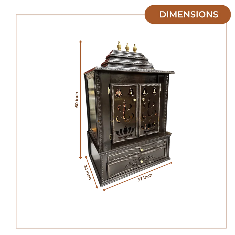 Brahmjyot Teak Wood Mandap (Dark Brown) dimensions
