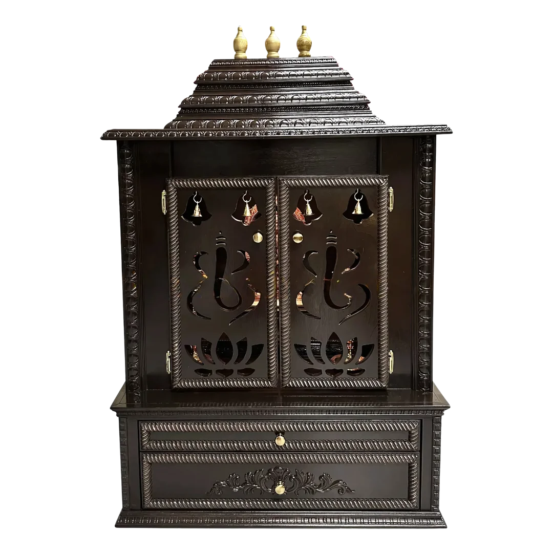 Brahmjyot Teak Wood Mandap Dark Brown with Door