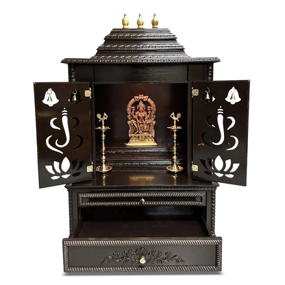 Brahmjyot Teak Wood Mandap (Dark Brown) open door view