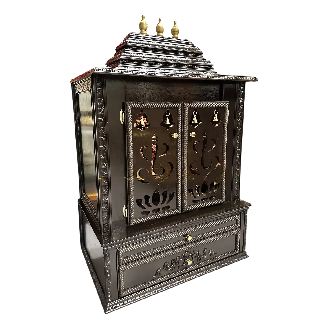 Brahmjyot Teak Wood Mandap (Dark Brown) side angle