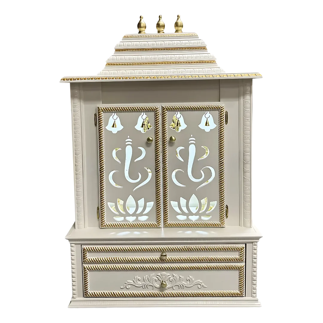 Brahmjyot Teak Wood Mandap White with Door