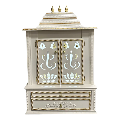 Brahmjyot Teak Wood Mandap (White) front view