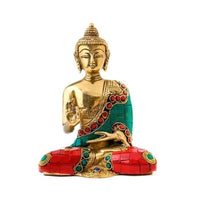 Brass Budha Idol in Abhaya Mudra lifestyle view