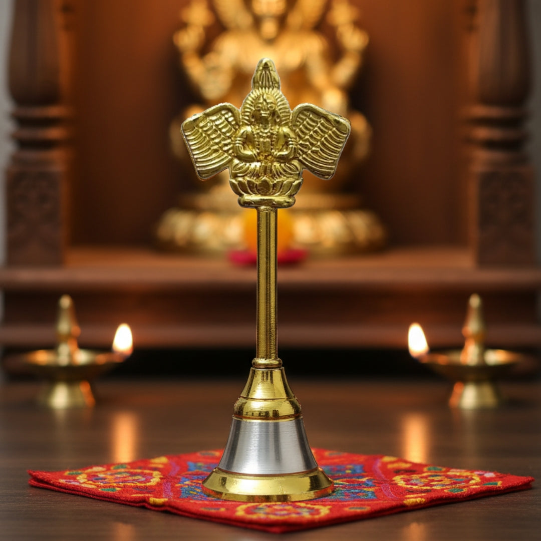 Brass Garuda Pooja Bell (Large) lifestyle view 