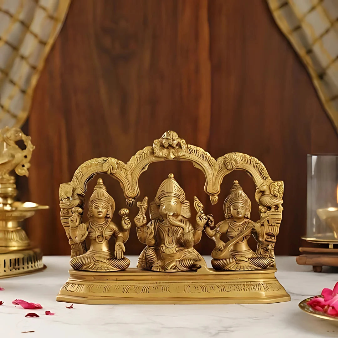 Brass Lakshmi Ganesh Saraswati Brass Idol 8 lifestyel view