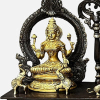 Brass Lakshmi ganesh Saraswati Idol with Singhasan 1 close view 