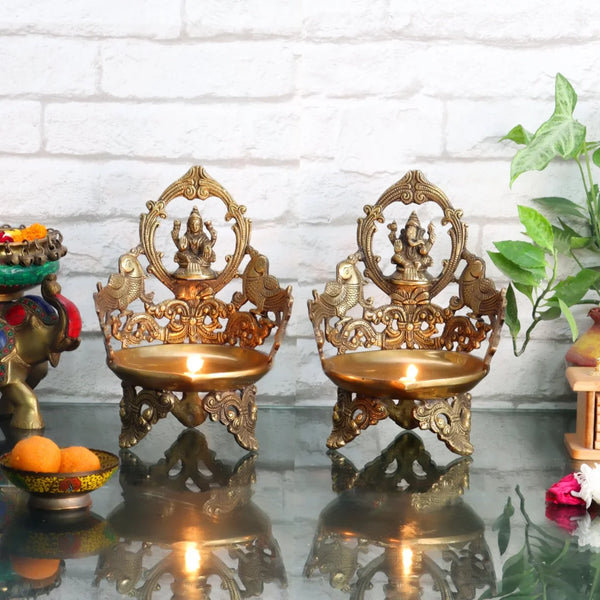 Brass Laxmi Ganesh Diya lifestyle view