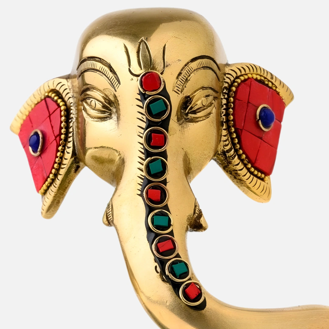 Brass Mosaic Ganpati Idol 2 close view 