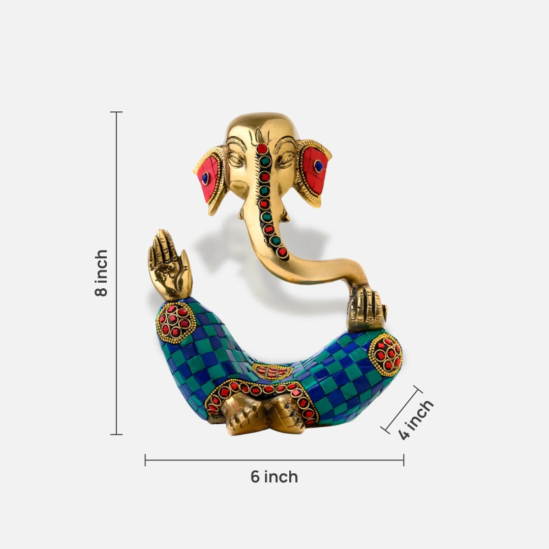 Brass Mosaic Ganpati Idol 2 dimensions 