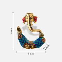 Brass Mosaic Ganpati Idol 2 dimensions 