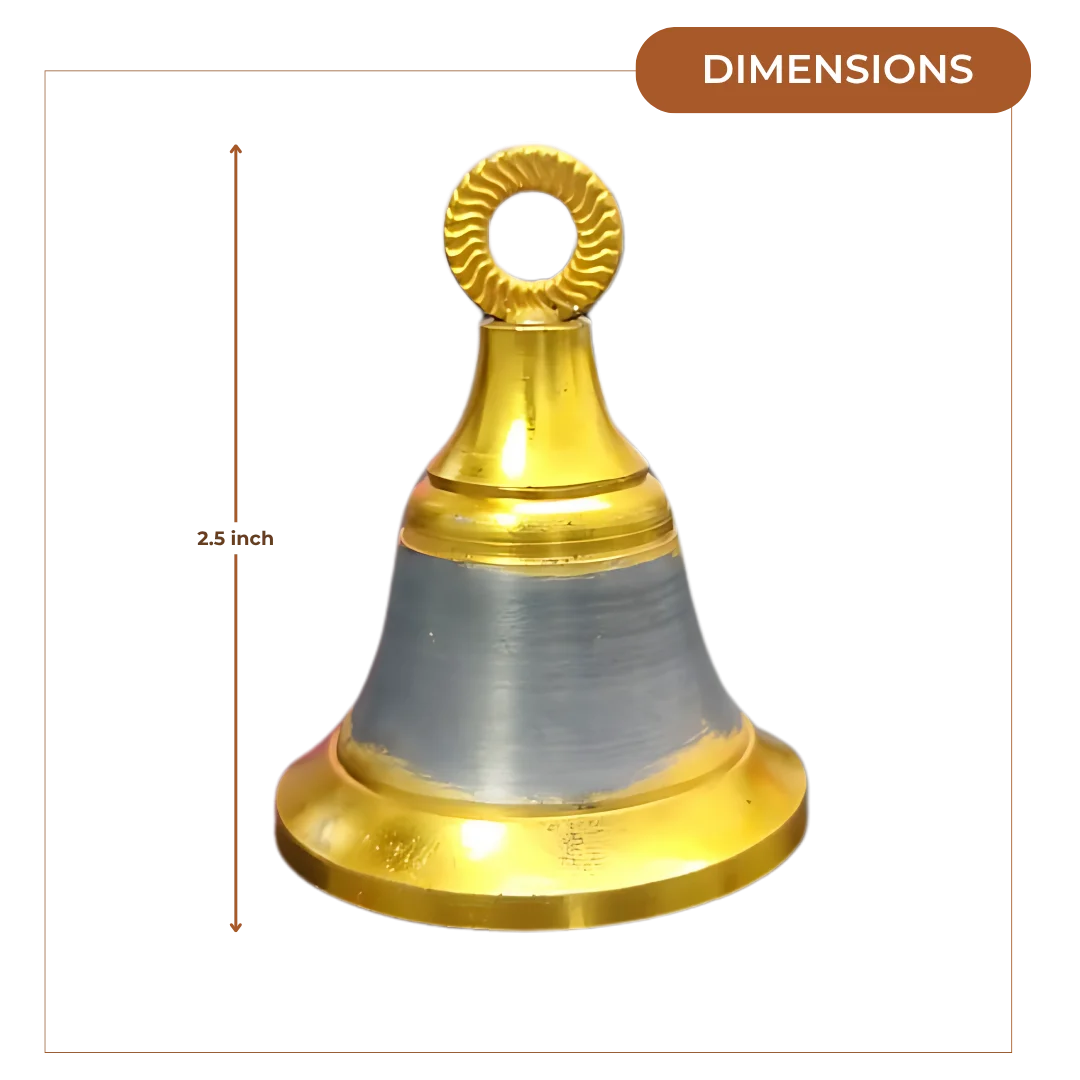 Brass Pooja Bell with Ring Handle (Large) dimensions