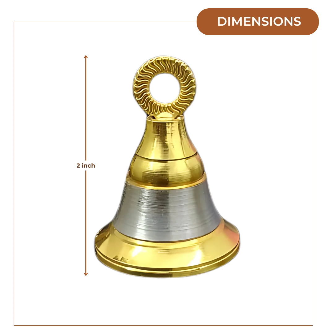 Brass Pooja Bell with Ring Handle (Medium) dimensions