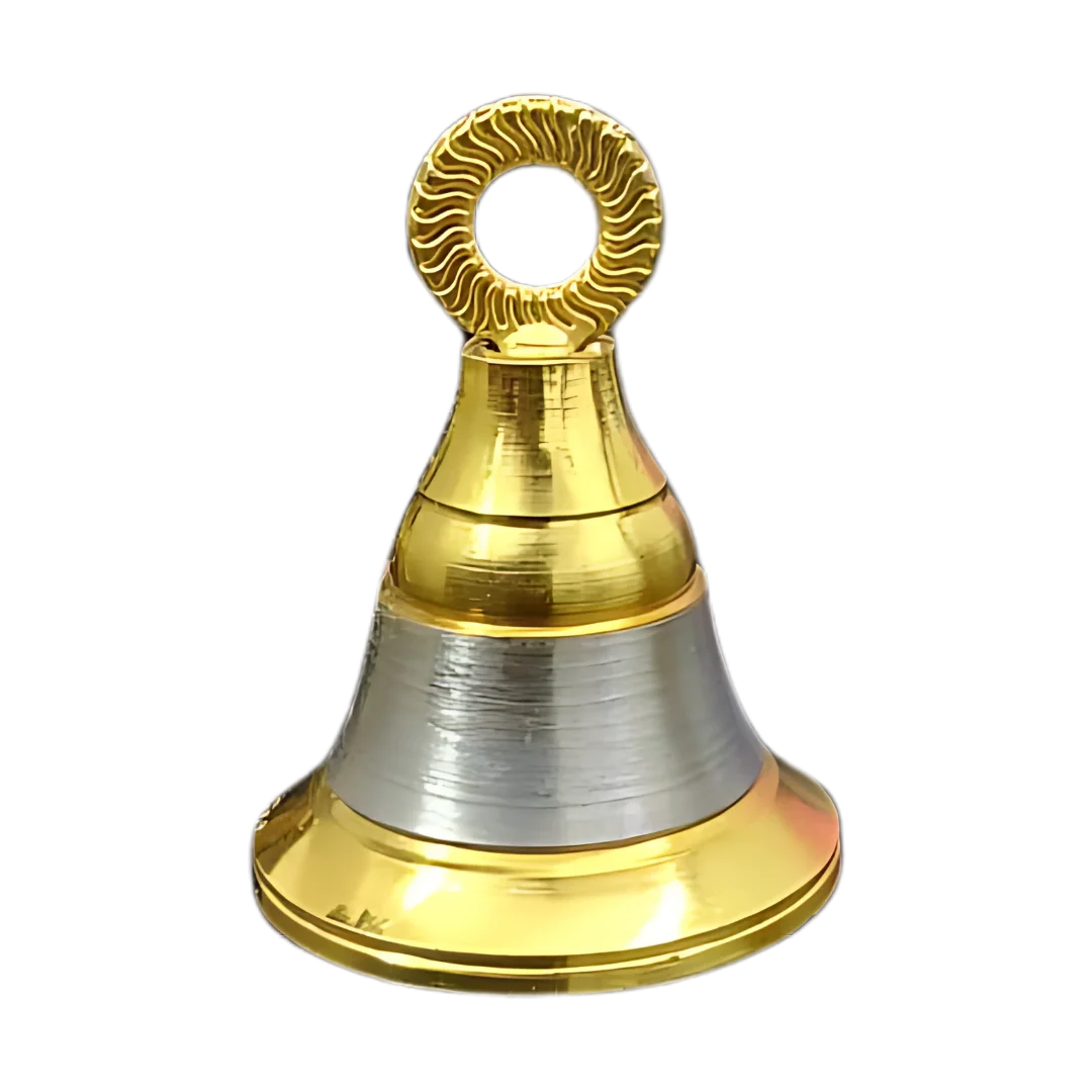Brass Pooja Bell with Ring Handle (Medium) front view