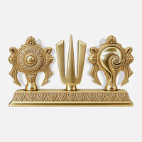 Brass Shankha Chakra Namah Symbol Front View