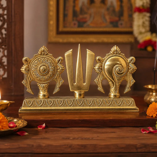 Brass Shankha Chakra Namah Symbol