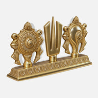 Brass Shankha Chakra Namah Symbol Side View