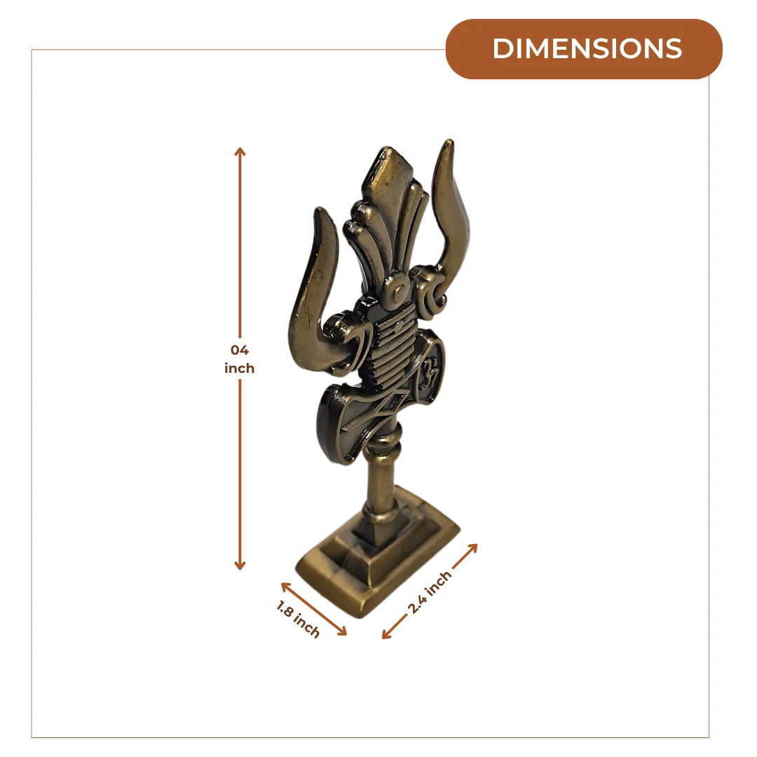 Brass Trishul Damru Idol dimensions