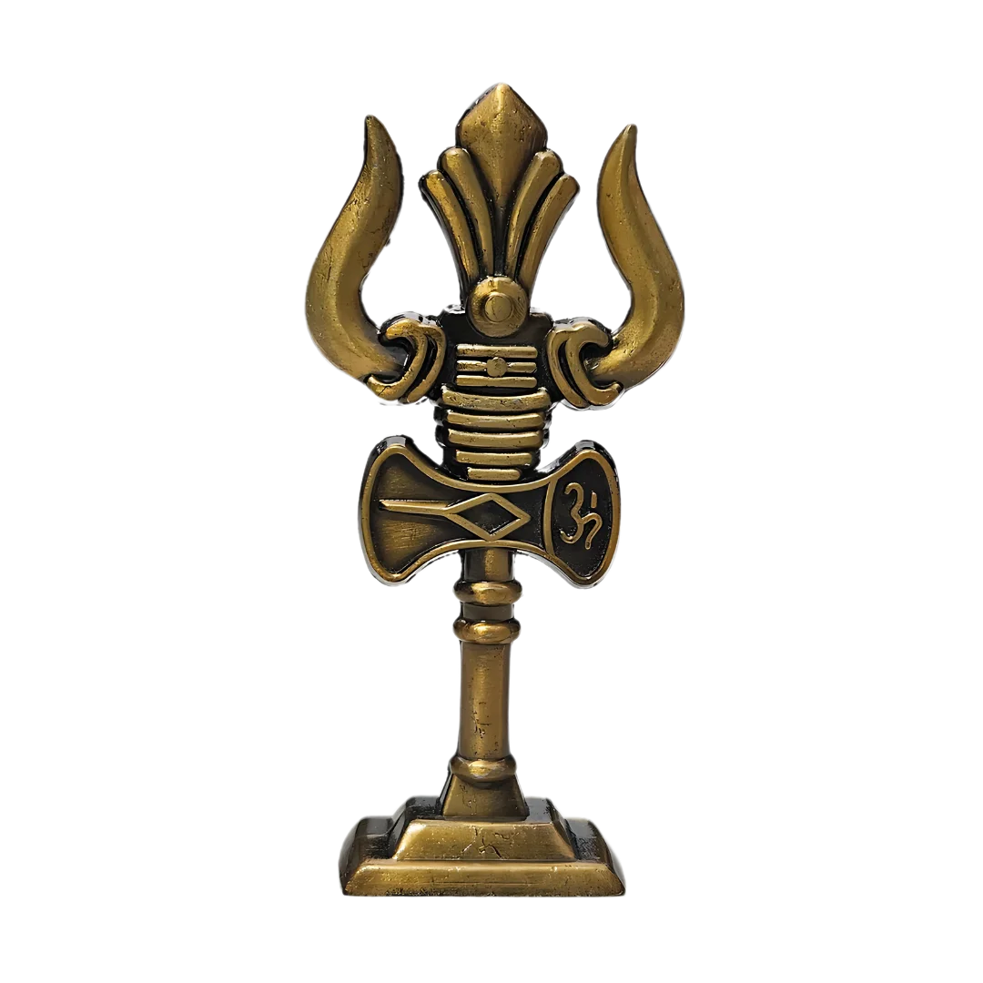 Brass Trishul Damru Idol front view