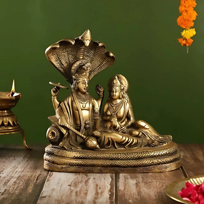Brass Vishnu Laxmi Idol