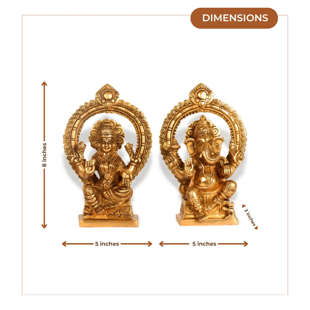 Antique Brass Lakshmi Ganesha Idol 3