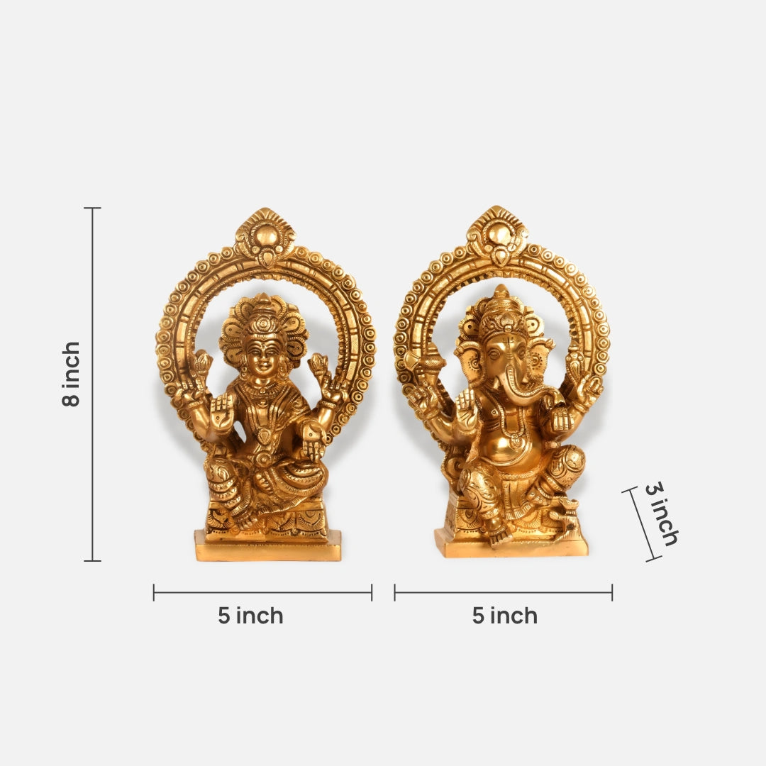 Antique Brass Lakshmi Ganesha Idol 3