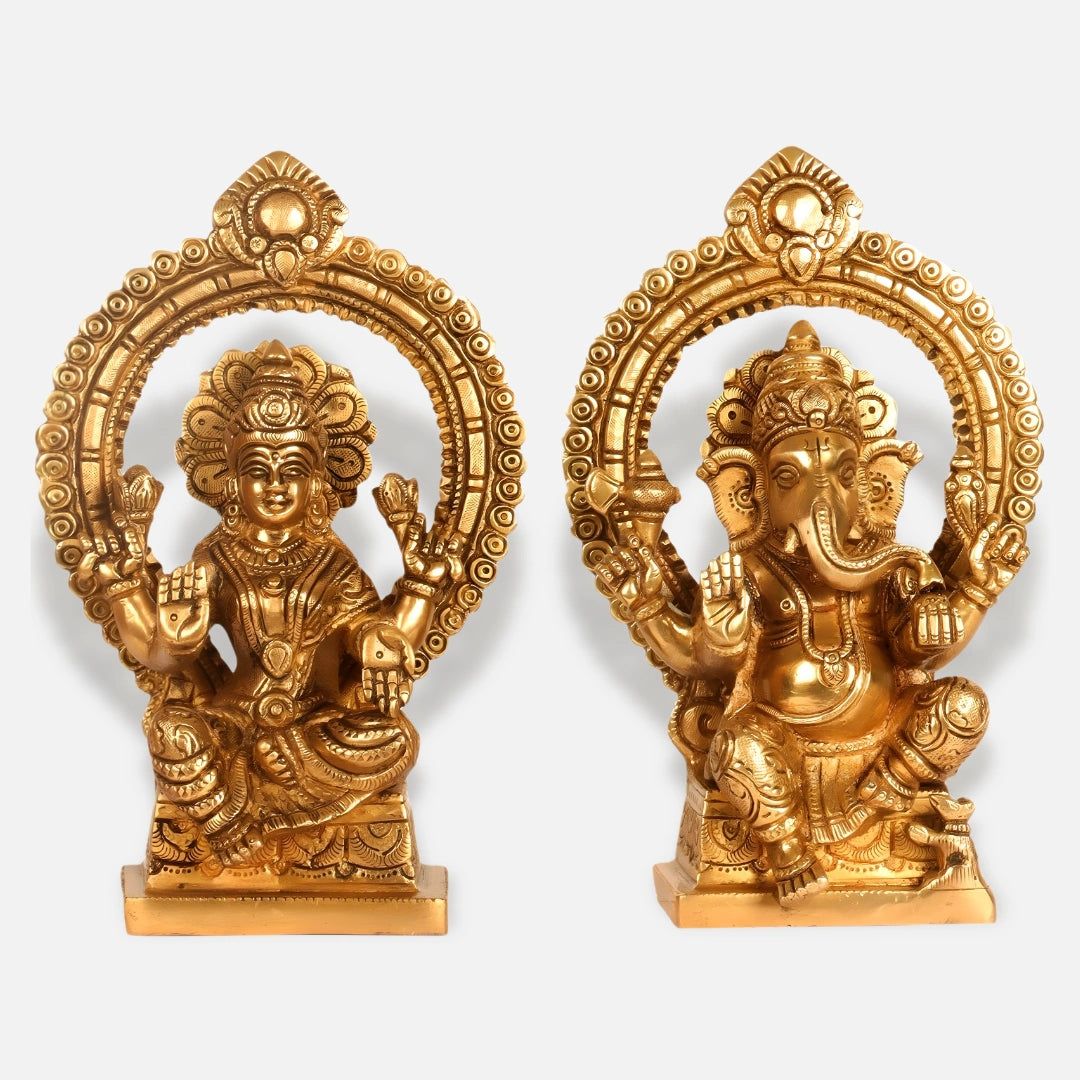 Antique Brass Lakshmi Ganesha Idol 3