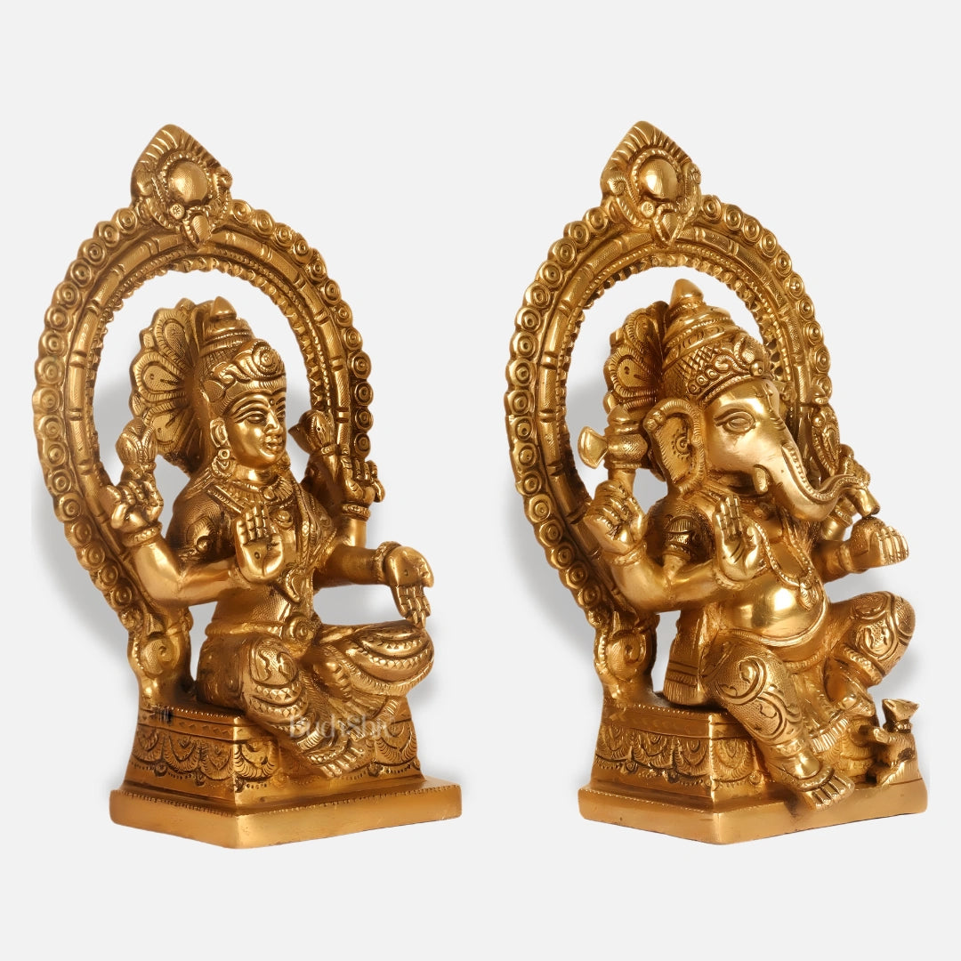 Antique Brass Lakshmi Ganesha Idol 3