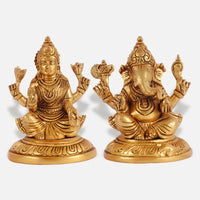 Antique Brass Lakshmi Ganesha Idol 5