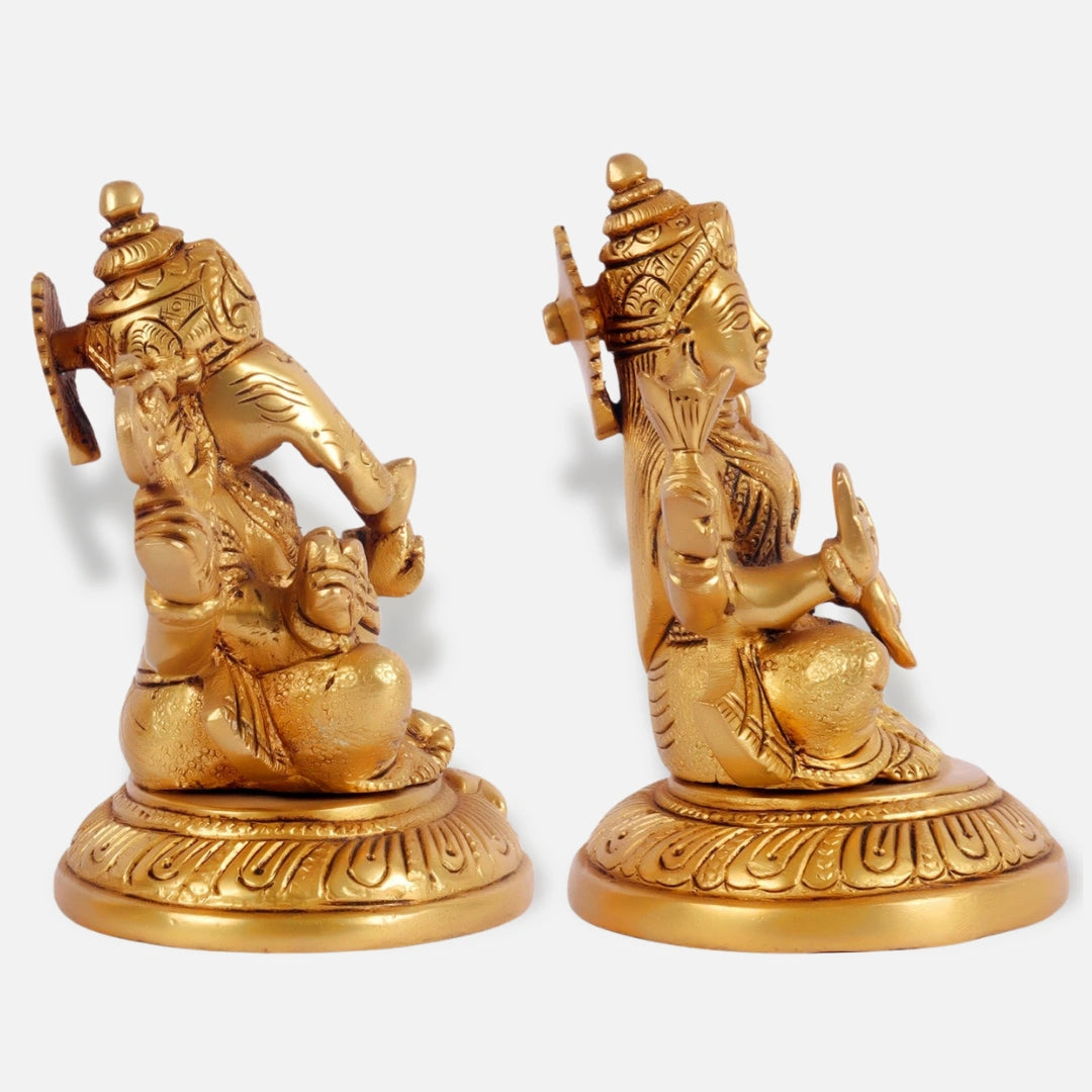 Antique Brass Lakshmi Ganesha Idol 5