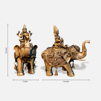 Lakshmi on Elephant Brass Idol