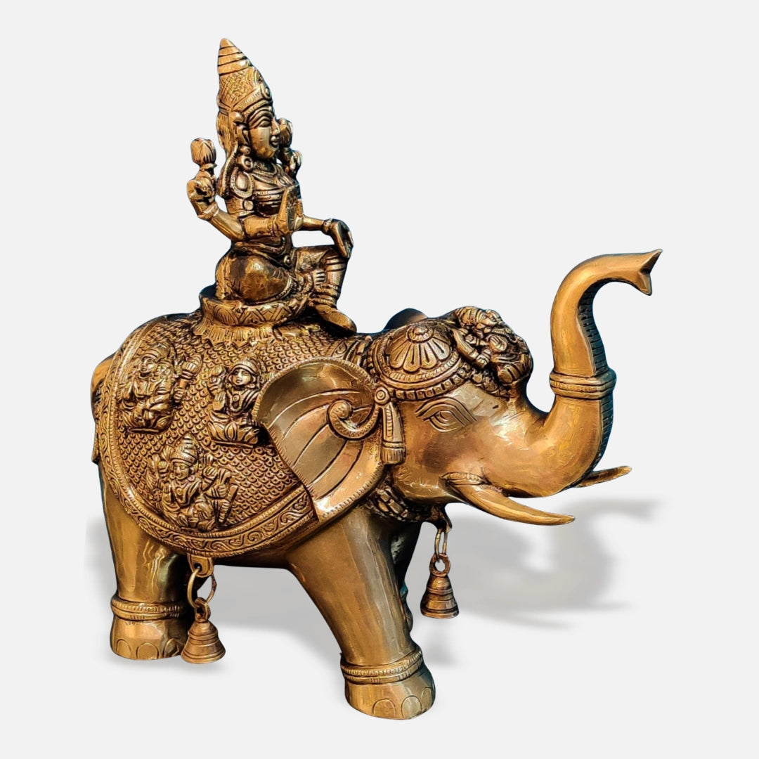Lakshmi on Elephant Brass Idol