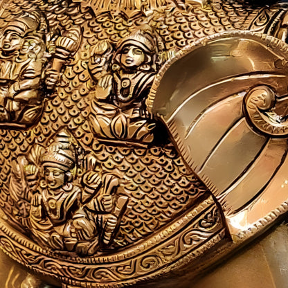 Lakshmi on Elephant Brass Idol