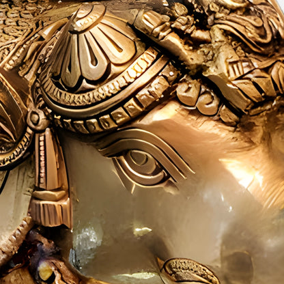 Lakshmi on Elephant Brass Idol