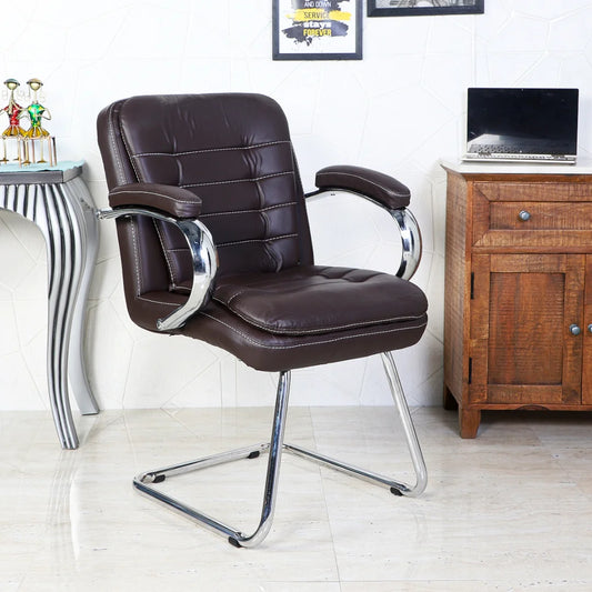 Braxon Visitor Chair with Armrest (Brown) Lifestyle View