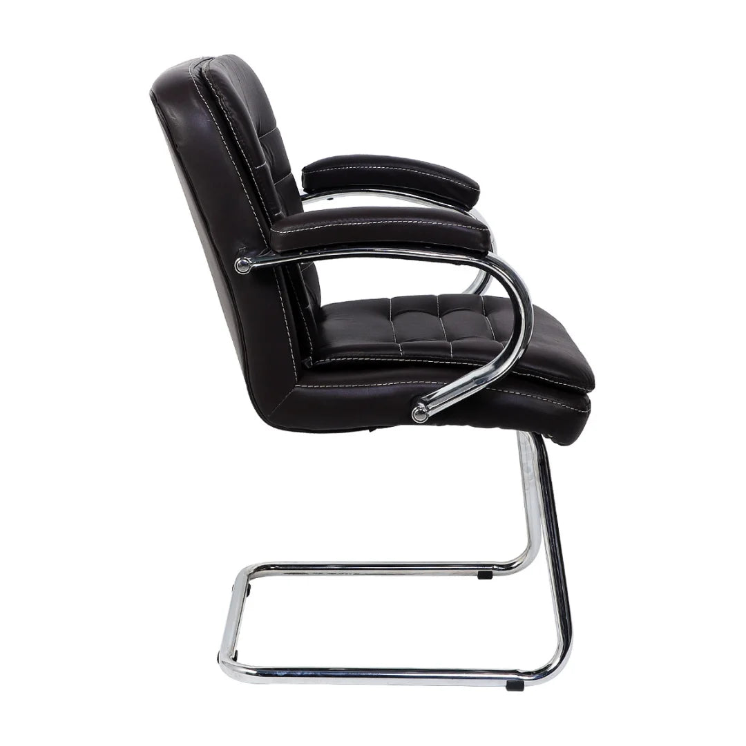 Braxon Visitor Chair with Armrest (Brown) Side View