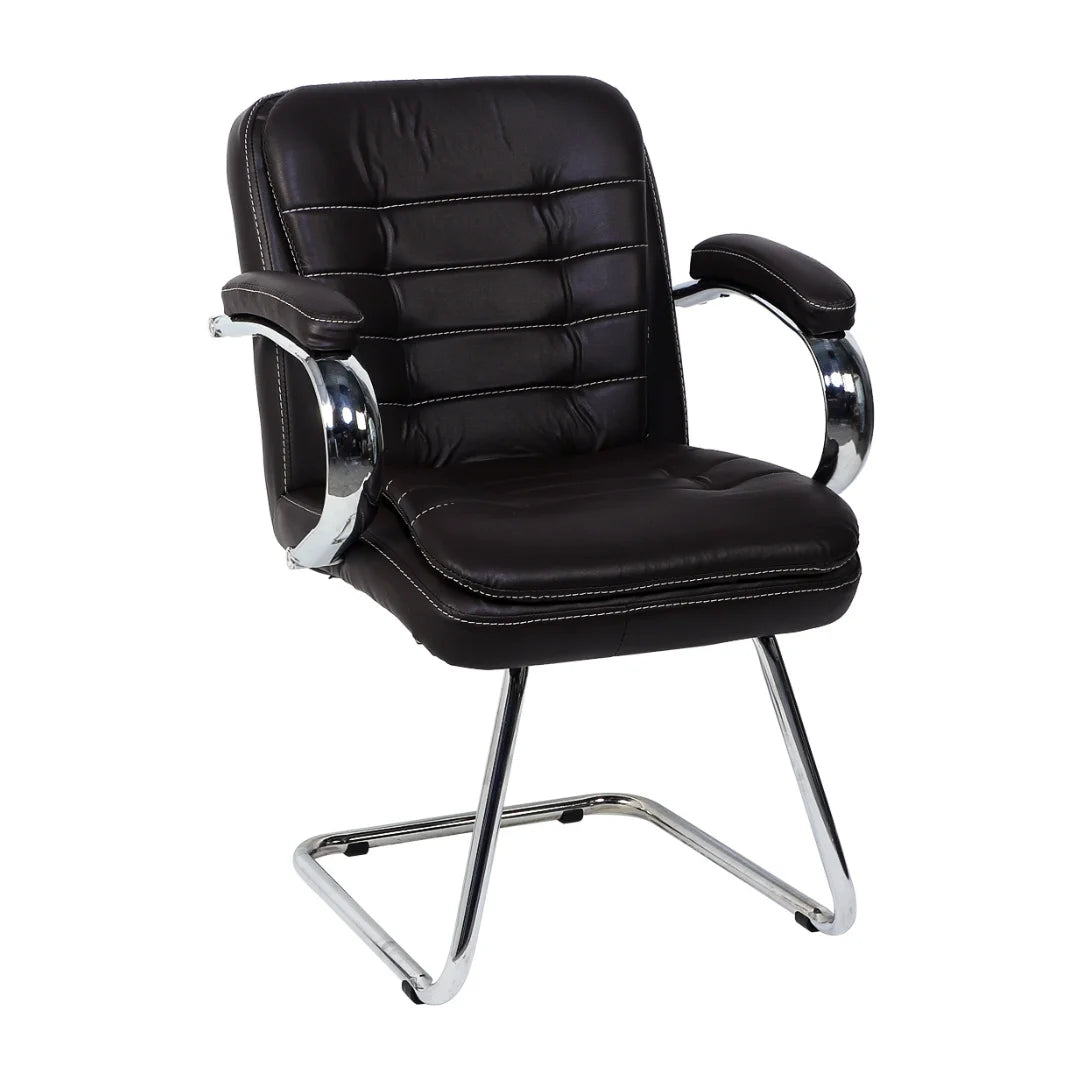 Braxon Visitor Chair with Armrest (Brown) Side angle