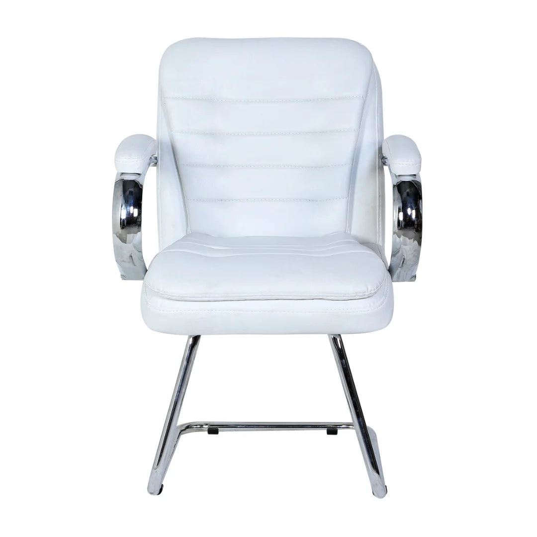 Braxon Visitor Chair with Armrest (White) Front view