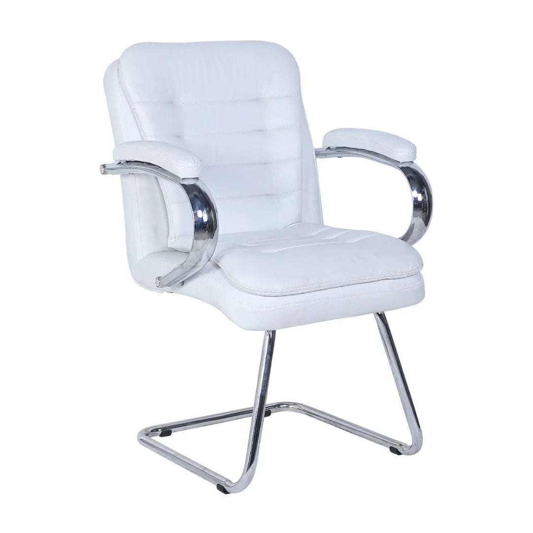Braxon Visitor Chair with Armrest (White) Side Angle