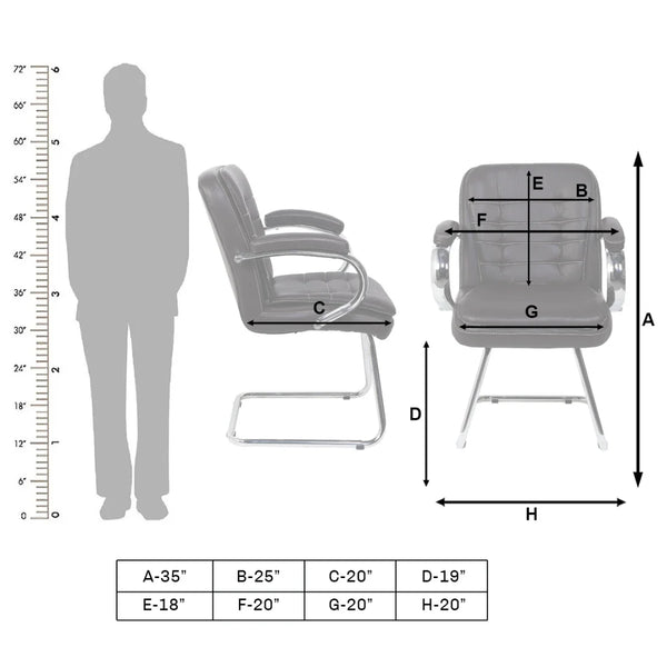 Braxon Visitor Chair with Armrest (Brown) Dimesnions