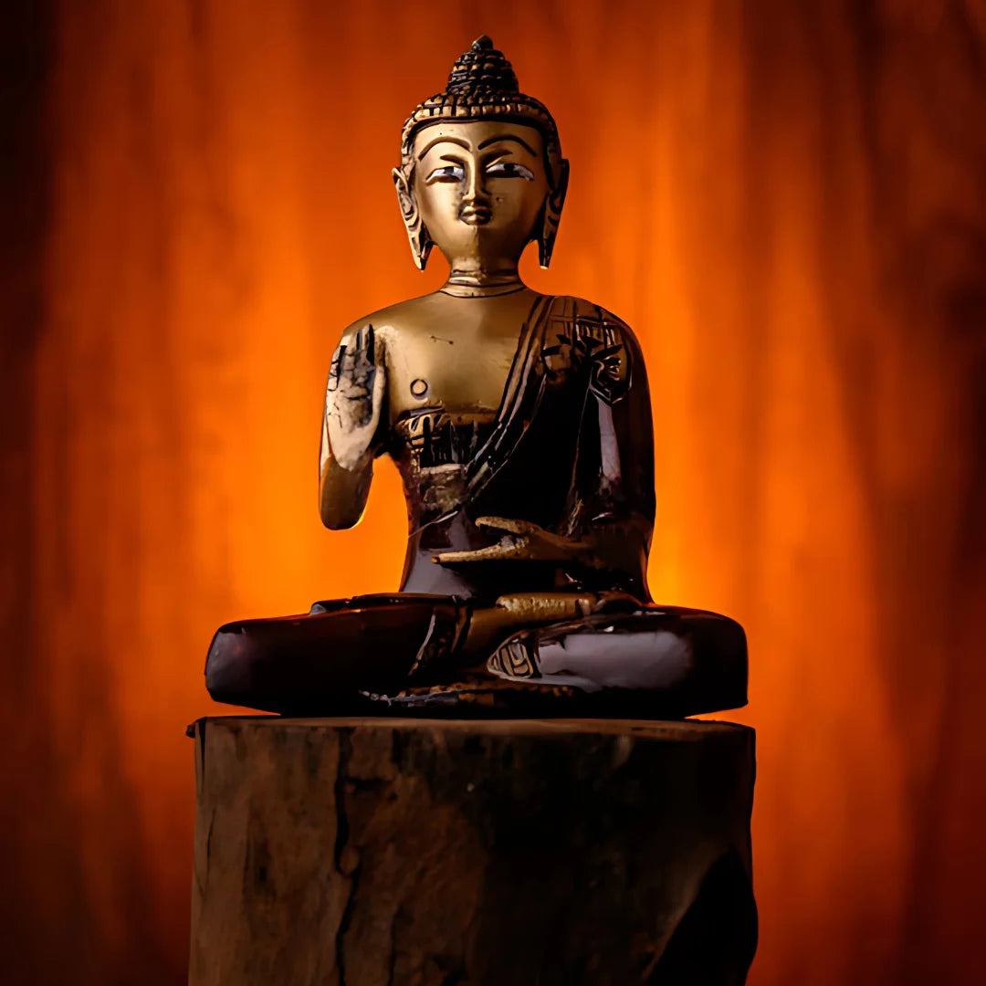 Buddha Brass Idol in Meditation Pose lifestye view